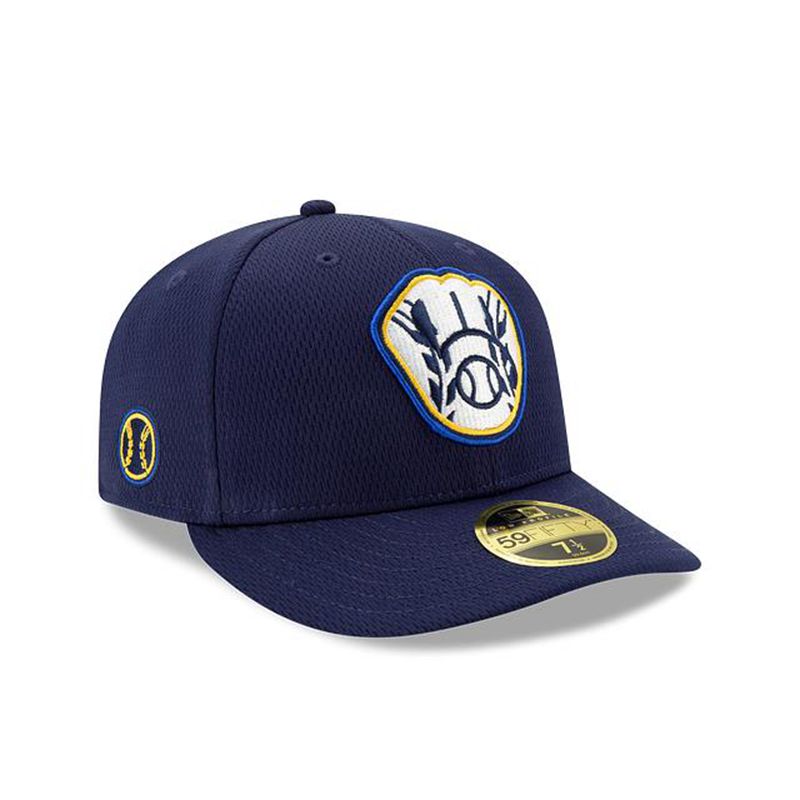 MLB Milwaukee Brewers Batting Practice Low Profile 59Fifty Fitted (NBP9543) - Blue New Era Caps